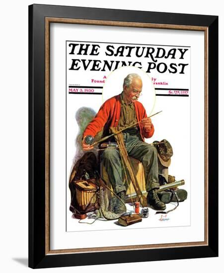 "Going Fishing," Saturday Evening Post Cover, May 3, 1930-J.F. Kernan-Framed Giclee Print