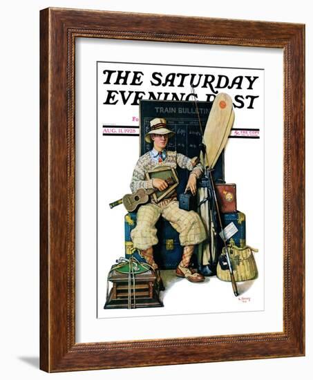 "Going Home from Camp," Saturday Evening Post Cover, August 11, 1928-Lawrence Toney-Framed Giclee Print