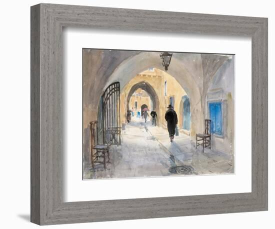 Going Home, Habad Street, Jerusalem, 2019 (W/C on Paper)-Lucy Willis-Framed Giclee Print