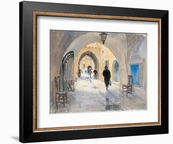 Going Home, Habad Street, Jerusalem, 2019 (W/C on Paper)-Lucy Willis-Framed Giclee Print