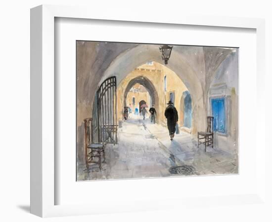 Going Home, Habad Street, Jerusalem, 2019 (W/C on Paper)-Lucy Willis-Framed Giclee Print