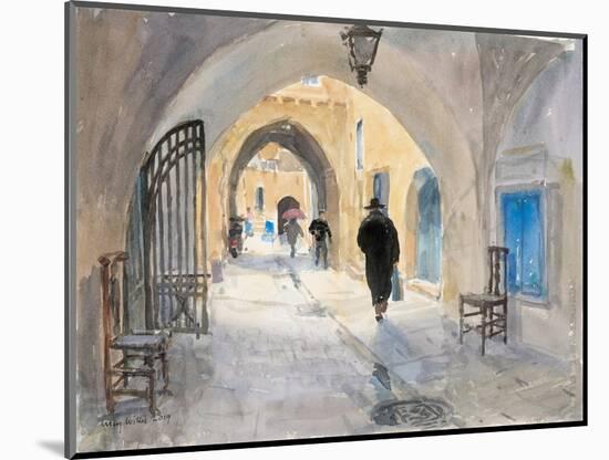 Going Home, Habad Street, Jerusalem, 2019 (W/C on Paper)-Lucy Willis-Mounted Giclee Print