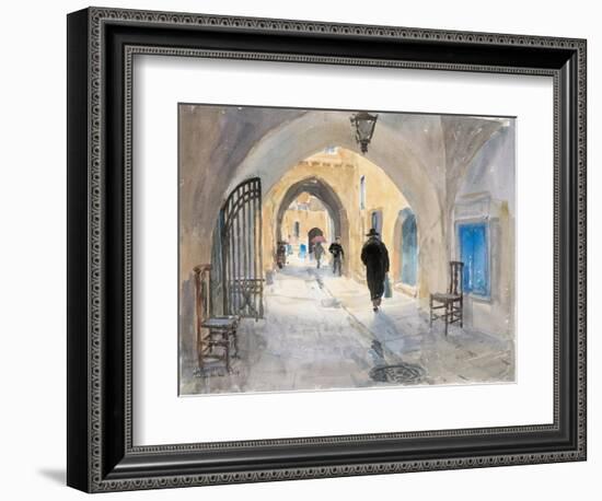 Going Home, Habad Street, Jerusalem, 2019 (W/C on Paper)-Lucy Willis-Framed Giclee Print