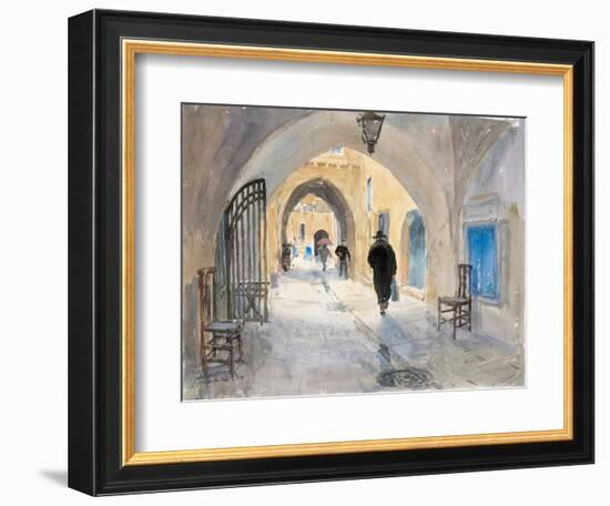 Going Home, Habad Street, Jerusalem, 2019 (W/C on Paper)-Lucy Willis-Framed Giclee Print