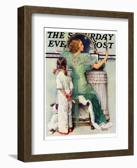 "Going Out" Saturday Evening Post Cover, October 21,1933-Norman Rockwell-Framed Giclee Print