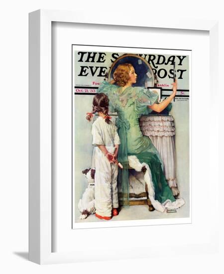 "Going Out" Saturday Evening Post Cover, October 21,1933-Norman Rockwell-Framed Giclee Print