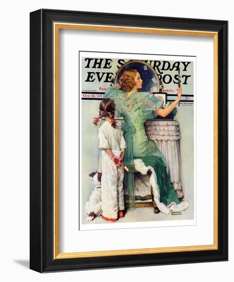 "Going Out" Saturday Evening Post Cover, October 21,1933-Norman Rockwell-Framed Giclee Print