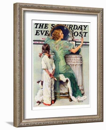 "Going Out" Saturday Evening Post Cover, October 21,1933-Norman Rockwell-Framed Giclee Print