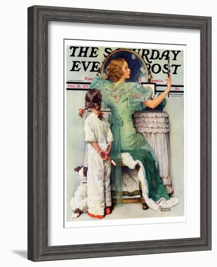 "Going Out" Saturday Evening Post Cover, October 21,1933-Norman Rockwell-Framed Giclee Print