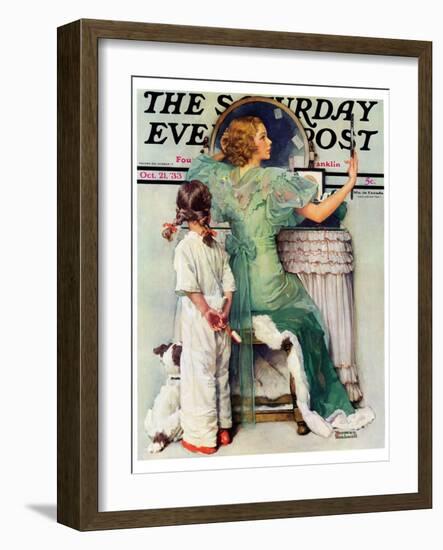 "Going Out" Saturday Evening Post Cover, October 21,1933-Norman Rockwell-Framed Giclee Print