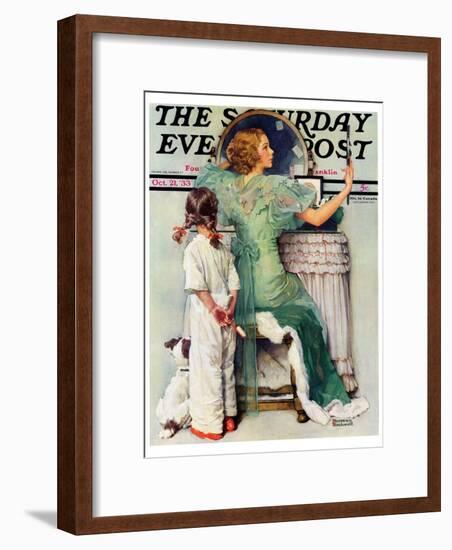 "Going Out" Saturday Evening Post Cover, October 21,1933-Norman Rockwell-Framed Giclee Print