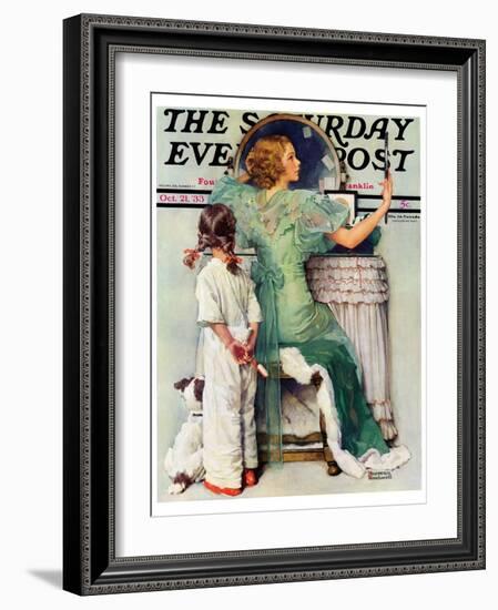 "Going Out" Saturday Evening Post Cover, October 21,1933-Norman Rockwell-Framed Giclee Print