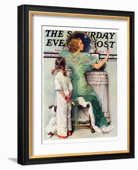 "Going Out" Saturday Evening Post Cover, October 21,1933-Norman Rockwell-Framed Giclee Print