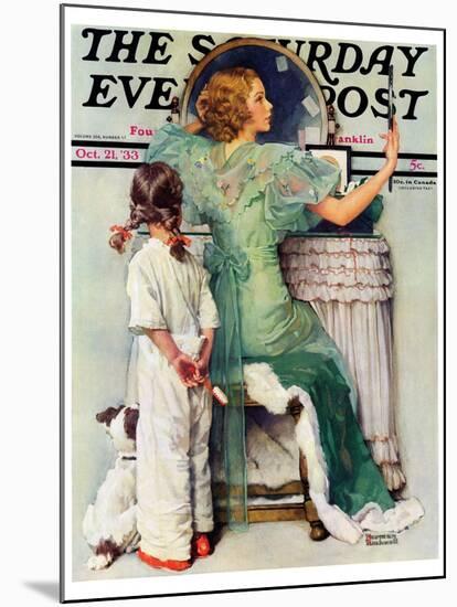 "Going Out" Saturday Evening Post Cover, October 21,1933-Norman Rockwell-Mounted Giclee Print