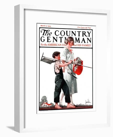 "Going Planting," Country Gentleman Cover, March 17, 1923-F. Lowenheim-Framed Giclee Print