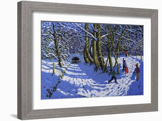 Going sledging,Calke Abbey, 2021 (oil on canvas)-Andrew Macara-Framed Giclee Print