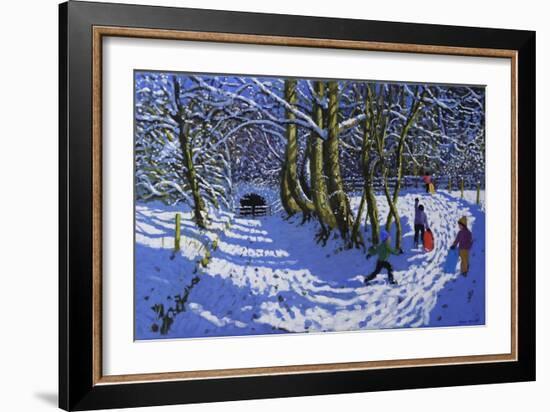 Going sledging,Calke Abbey, 2021 (oil on canvas)-Andrew Macara-Framed Giclee Print