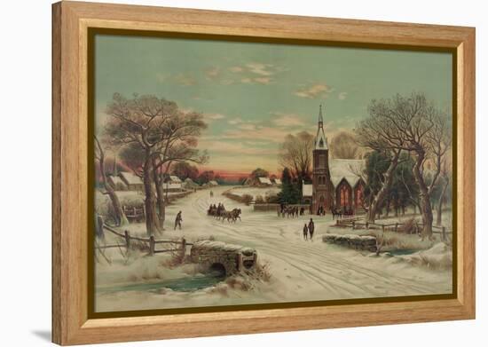 Going to Church, Christmas Eve-J. Hoover & Son-Framed Stretched Canvas