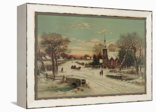 Going to Church, Christmas Eve-J. Hoover & Son-Framed Stretched Canvas