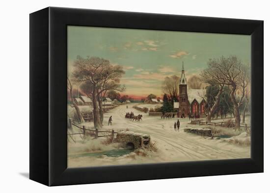 Going to Church, Christmas Eve-J. Hoover & Son-Framed Stretched Canvas