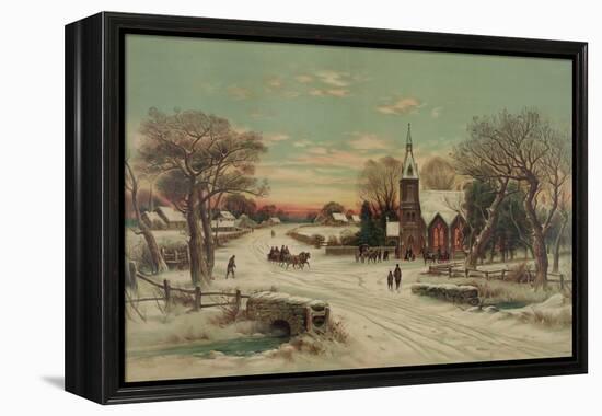 Going to Church, Christmas Eve-J. Hoover & Son-Framed Stretched Canvas