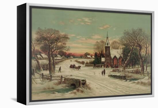 Going to Church, Christmas Eve-J. Hoover & Son-Framed Stretched Canvas