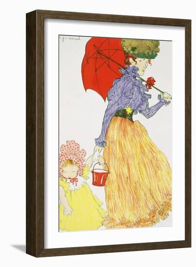 Going to the Beach, from L'Estampe Moderne, Published Paris 1897-99-Henri Jacques Edouard Evenepoel-Framed Giclee Print