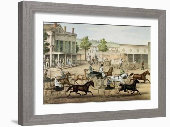 Going to the Trot-Currier & Ives-Framed Giclee Print