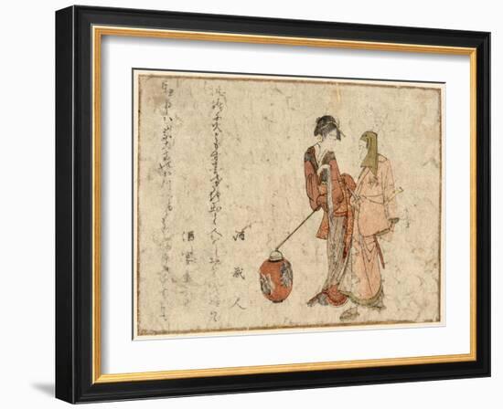 Gokuin Sen'Emon to Okuri No Onna-Katsushika Hokusai-Framed Giclee Print
