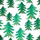 Background of Christmas Tree. Christmas Tree Seamless Pattern. Winter Watercolor Landscape. Waterco-golant-Framed Stretched Canvas