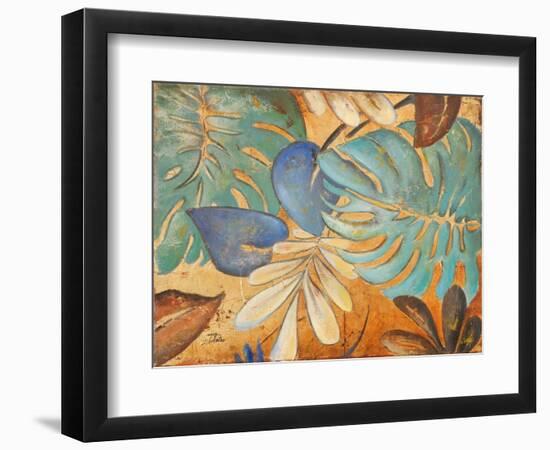 Gold and Aqua Leaves I-Patricia Pinto-Framed Premium Giclee Print