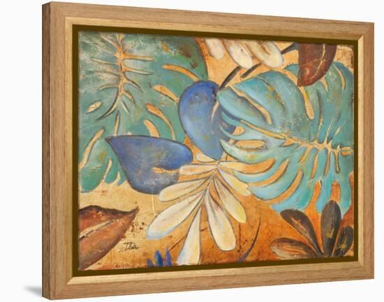 Gold and Aqua Leaves I-Patricia Pinto-Framed Stretched Canvas