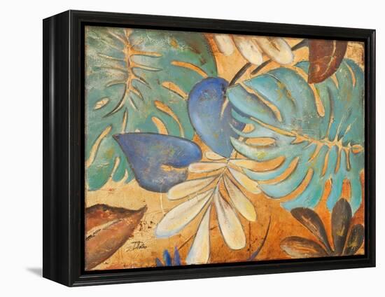 Gold and Aqua Leaves I-Patricia Pinto-Framed Stretched Canvas