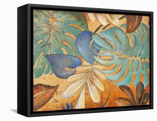 Gold and Aqua Leaves I-Patricia Pinto-Framed Stretched Canvas