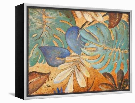 Gold and Aqua Leaves I-Patricia Pinto-Framed Stretched Canvas