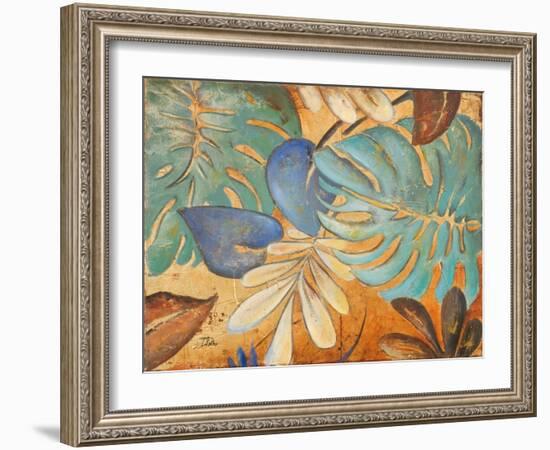 Gold and Aqua Leaves I-Patricia Pinto-Framed Art Print