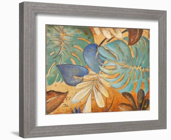 Gold and Aqua Leaves I-Patricia Pinto-Framed Art Print