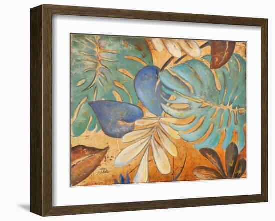 Gold and Aqua Leaves I-Patricia Pinto-Framed Art Print