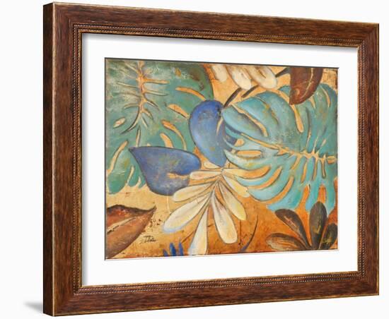 Gold and Aqua Leaves I-Patricia Pinto-Framed Art Print