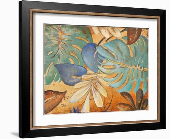 Gold and Aqua Leaves I-Patricia Pinto-Framed Art Print