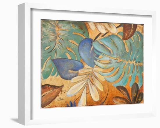 Gold and Aqua Leaves I-Patricia Pinto-Framed Art Print