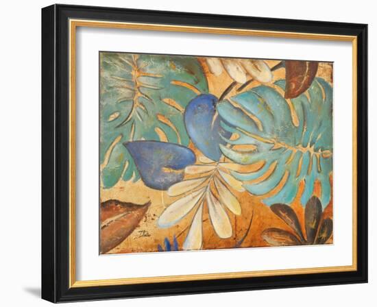 Gold and Aqua Leaves I-Patricia Pinto-Framed Art Print