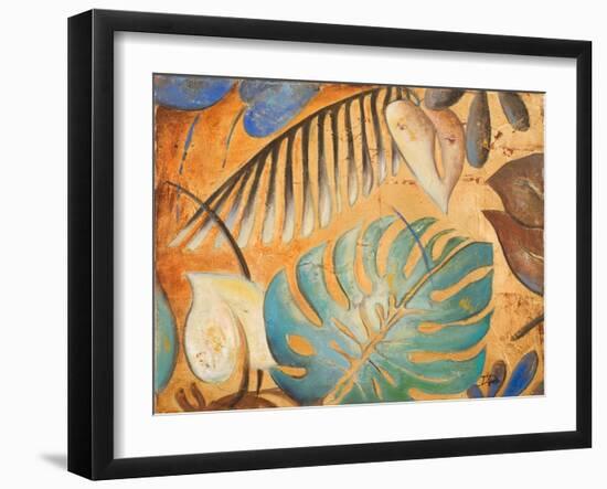 Gold and Aqua Leaves I-Patricia Pinto-Framed Art Print