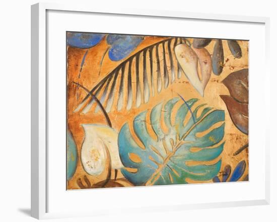 Gold and Aqua Leaves I-Patricia Pinto-Framed Premium Giclee Print