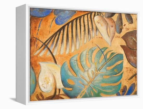 Gold and Aqua Leaves I-Patricia Pinto-Framed Stretched Canvas