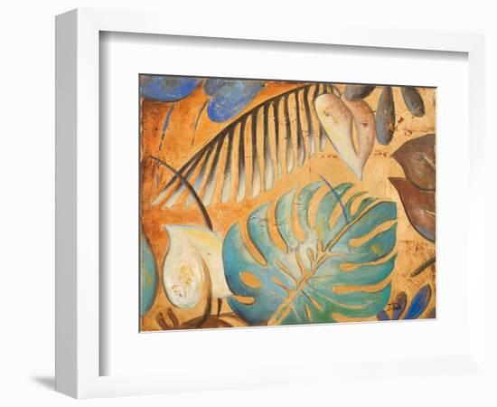 Gold and Aqua Leaves I-Patricia Pinto-Framed Premium Giclee Print