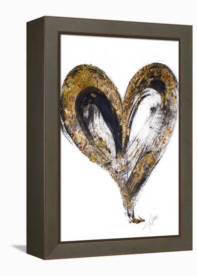 Gold and Black Heart-Gina Ritter-Framed Stretched Canvas