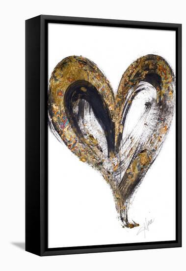 Gold and Black Heart-Gina Ritter-Framed Stretched Canvas