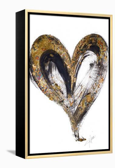 Gold and Black Heart-Gina Ritter-Framed Stretched Canvas