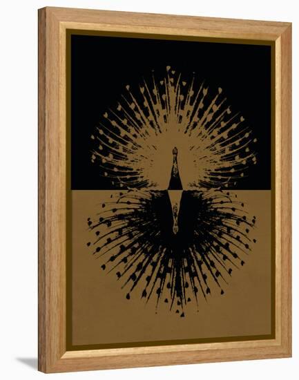 Gold and Black Peacock-null-Framed Stretched Canvas